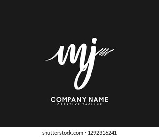 MJ Initial Handwriting Logo Template Vecto