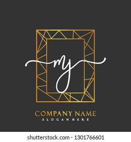 MJ Initial Handwriting logo template vector