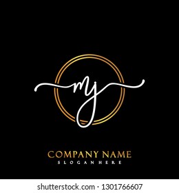 MJ Initial Handwriting logo template vector
