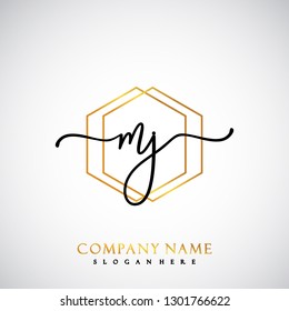 MJ Initial Handwriting logo template vector