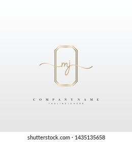 MJ initial handwriting logo template vector