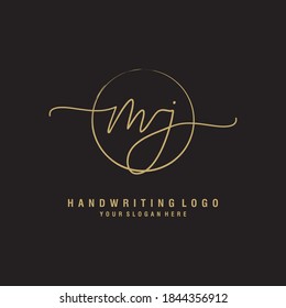 MJ Initial handwriting logo template vector