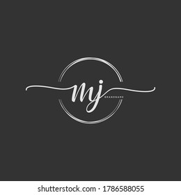 MJ Initial handwriting logo vector
