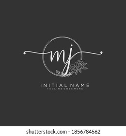 MJ Logotipo inicial de escritura a mano vectorial