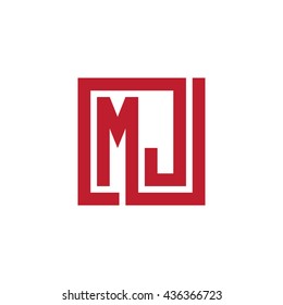 MJ initial letters looping linked square logo red