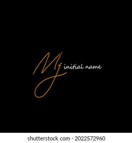Mj initial logo handwriting template vector