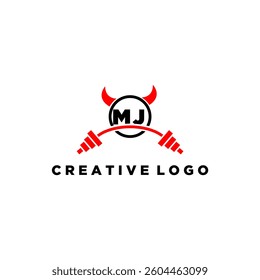MJ initial monogram for fitnes or gym logo with devil style design