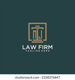 MJ initial monogram logo for lawfirm with pillar design in creative square