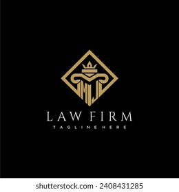 MJ initial monogram logo for lawfirm with pillar in creative square design