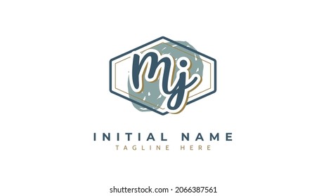 Mj Initials, handwriting logo vector