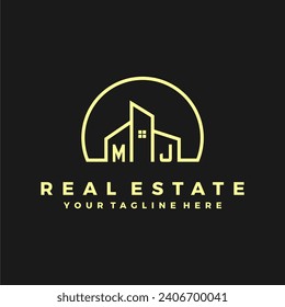 MJ initials homes modern building company logo vector.eps