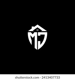 MJ initials premium shield logo monogram with home designs modern templates