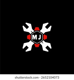 MJ Initiales Vektor Stok Otomotif Logo Design