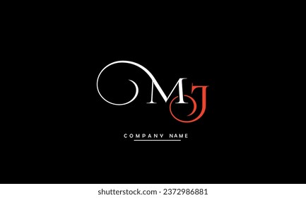 MJ Letter Logo Design. Initial letters MJ logo icon. Abstract letter MJ  minimal logo design template. M J letter design vector with black colors. mj  logo:: موقع تصميمي