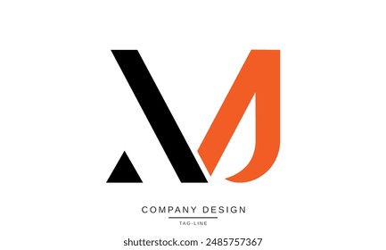 MJ, JM Letras Abstractas Logo Monograma diseño Fuente Icono