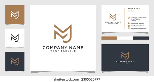 MJ or JM initial letter logo design vector with business card design.