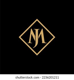 MJ JM letter Squared luxury clasic vintage logo vector image