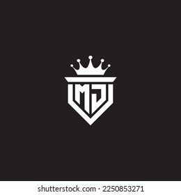 MJ or JM logo monogram symbol shield with crown shape design vector