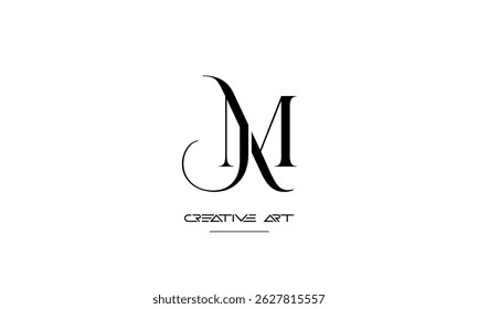 Monograma del logotipo de las letras abstractas de MJ, JM, M, J