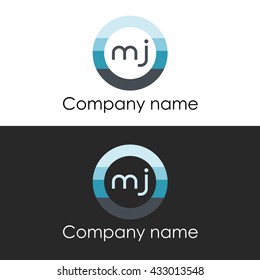 MJ letter circle shape icon logo white blue