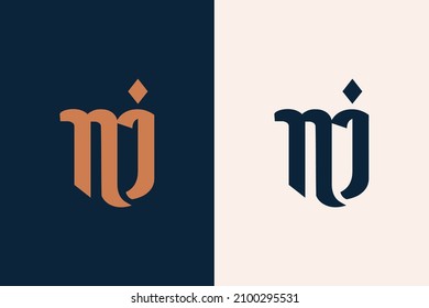  Plantilla de diseño de logotipo inicial de carta MJ