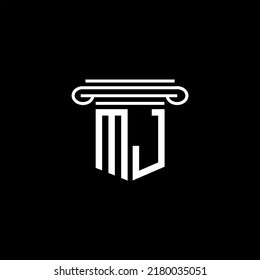 MJ-Brief-Logo kreatives Design mit Vektorgrafik