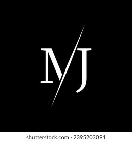 Logo-Design für MJ-Buchstaben mit kreativer Kürzung. Kreatives Logo-Design