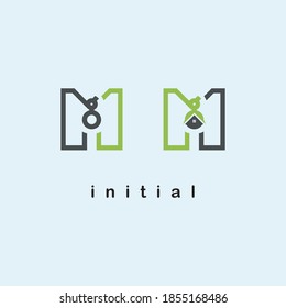 MJ letter Logo Design vector Template, in line geometric style