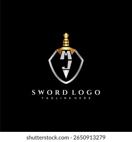 MJ letter luxury monogram for shield and sword style image