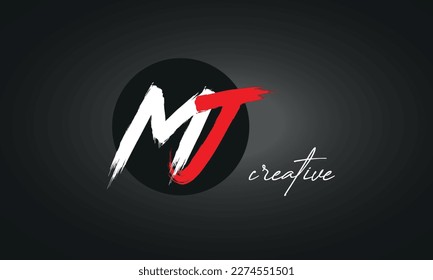 MJ Letters Brush Paint Logo icon, Elegant Vector Design