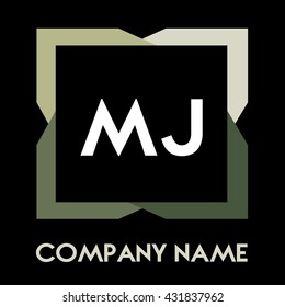 MJ letters business logo creative  icon design template elements in abstract background logo, design identity in square with four colors, modern alphabet letters