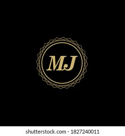 MJ letters with decorative round logo