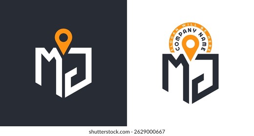 MJ Location Logo Bundle. Letter MJ Logo Dual Vector Icons for Recruitment and Navigation