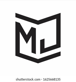 MJ Logo Emblem Monogram With Shield Style Design Template Isolated On white Background