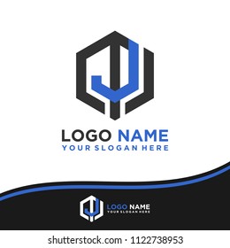 MJ logo letter initial, Abstract polygonal Background Logo,