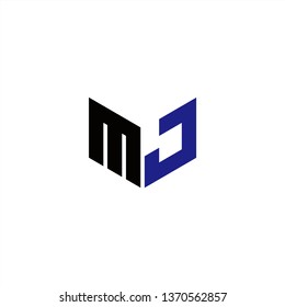 MJ Logo Letter Initial With Black and Dark Purple Colors