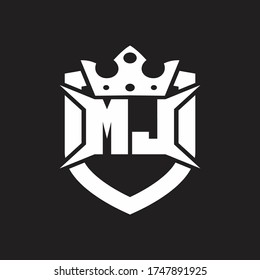 MJ Logo monogram isolated with shield and crown design template