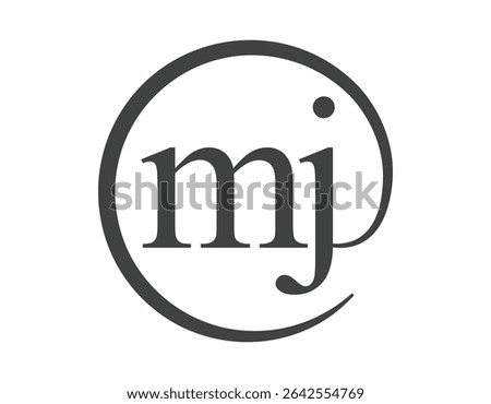 MJ logo from two letter with circle shape email sign style. M and J round logotype of business company for brand identity.