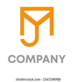 mj mail logo vector design template sign