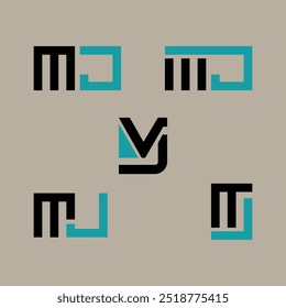 MJ minimalist and classic logo set design.MJ monogram polygonal and circle shape vector. MJ unique design.
