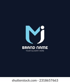 mj modern letter logo design concept
