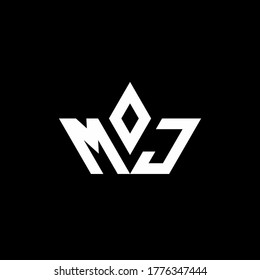logotipo de monograma MJ con forma de corona plantilla de diseño de estilo de lujo