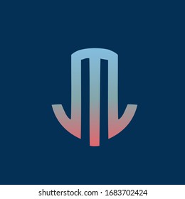 MJ Monogram Logo.Typografische Ikone mit Buchstaben m und j.Lettering Symbol.Abstrakte Buchstaben-Initialen einzeln auf dunklem Hintergrund.Modern,Corporate,Web,Tech Zeichen für Firmenmarke.