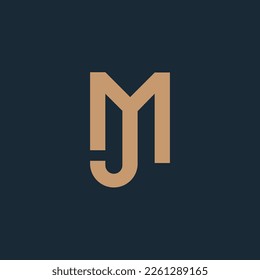 MJ Unique abstract geometric vector logo design.