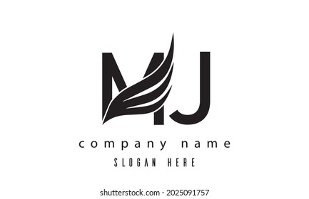 MJ wings latter logo Vector