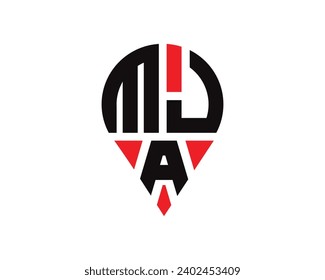 MJA letter location shape logo design