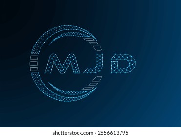 MJD baixo poli letra logotipo vetor design. MJD design de logotipo poli inferior. Logotipo poli baixo.