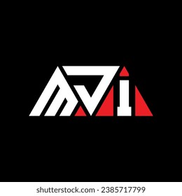 MJI triangle letter logo design with triangle shape. MJI triangle logo design monogram. MJI triangle vector logo template with red color. MJI triangular logo Simple, Elegant, and Luxurious design.