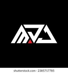 MJJ triangle letter logo design with triangle shape. MJJ triangle logo design monogram. MJJ triangle vector logo template with red color. MJJ triangular logo Simple, Elegant, and Luxurious design.