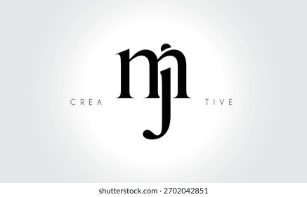MJmj Elegant Serif Monogram Logo - Luxo Letra Tipográfica em Minúsculas para Marca Moderna
